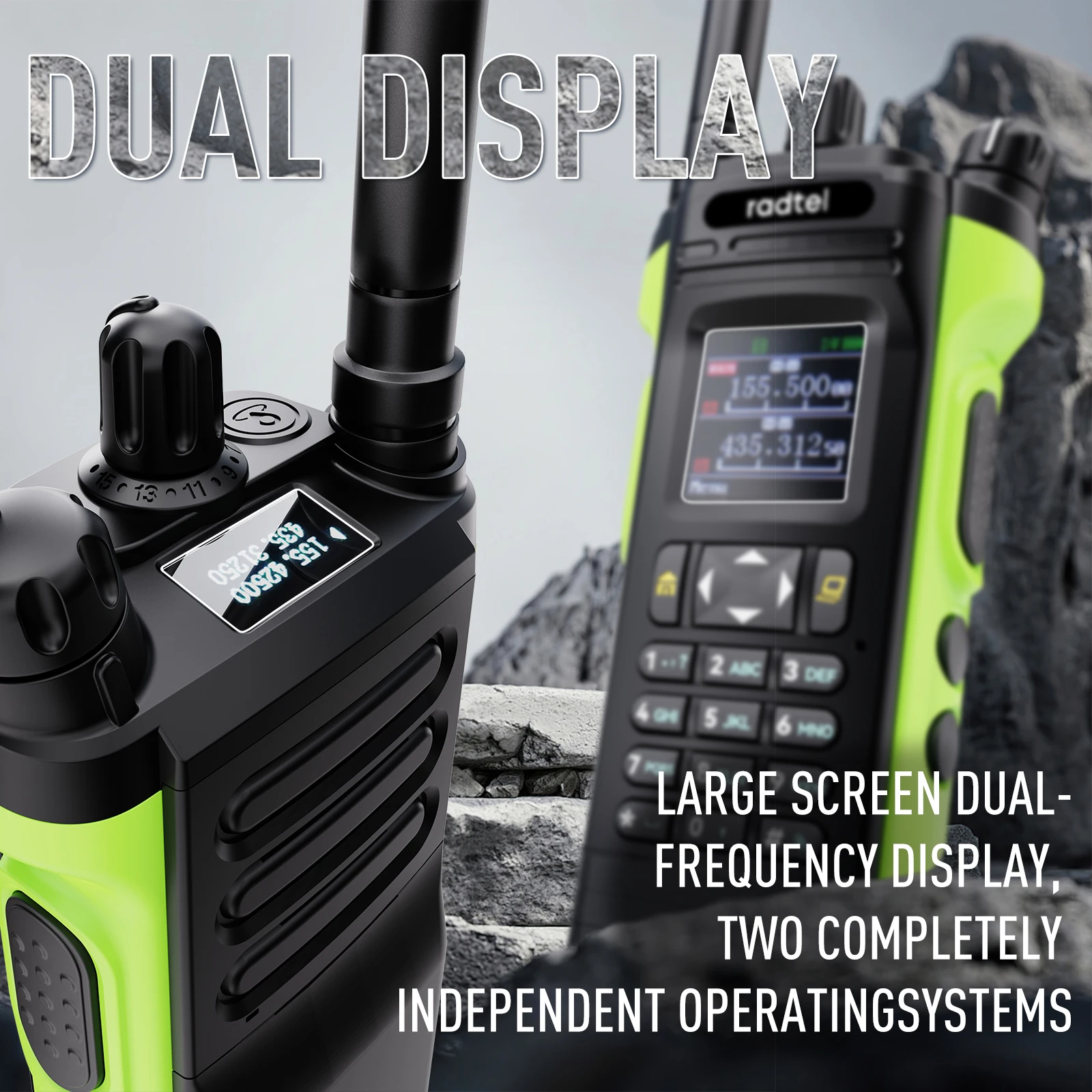 Radtel R8000 (APX-8000) 136–174/400–520 MHz Amateurfunk Dual-Display Air Band Walkie Talkie Tragbares Funkgerät mit großer Reichweite
