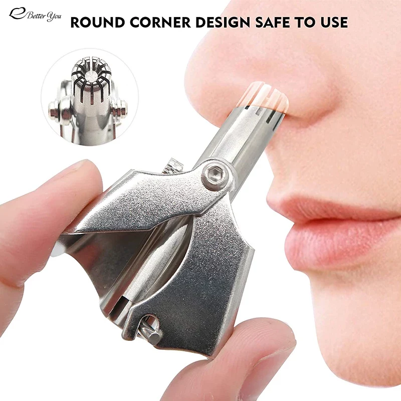 Trimmer per naso caldo per uomo Trimmer manuale in acciaio inossidabile per naso Vibrissa Rasoio per rasoio Lavabile portatile Trimmer per peli dell'orecchio del naso