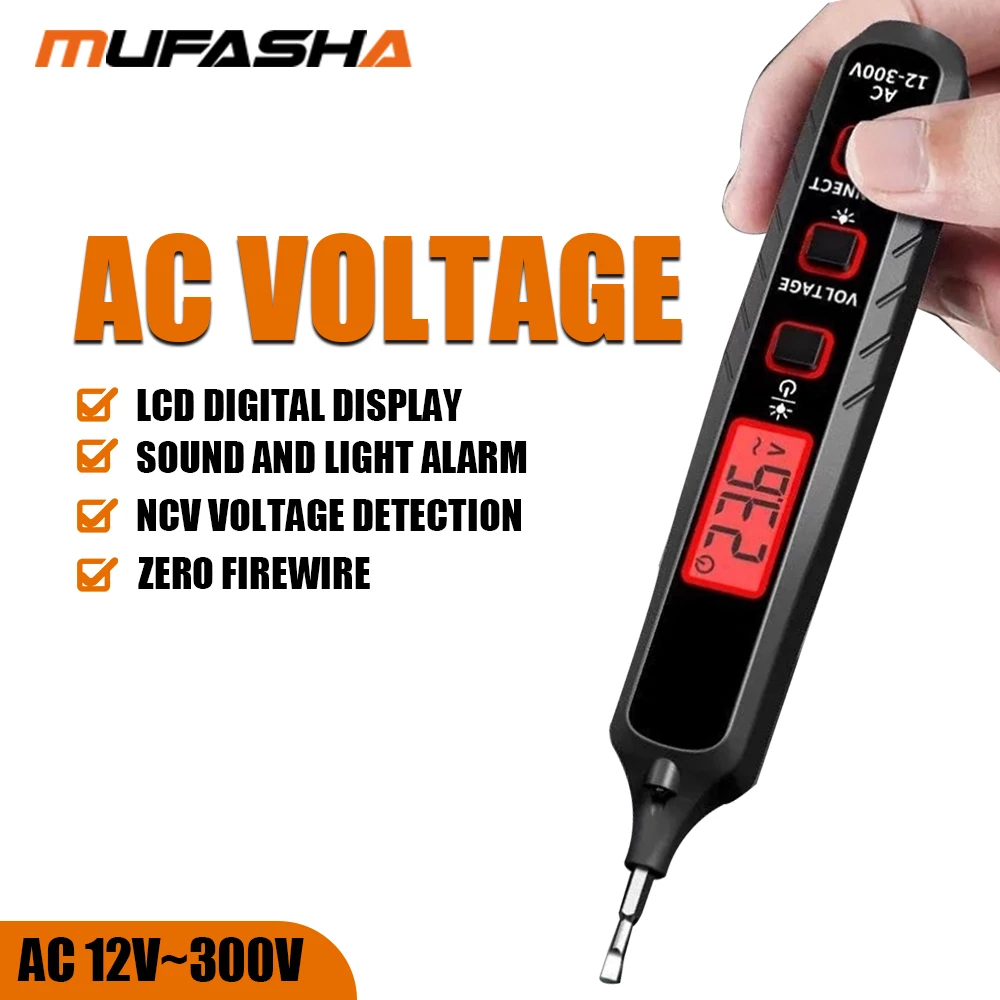 MUFASHA Detector de voltaje sin contacto Bolígrafo eléctrico Probador de voltaje CA Buscador de punto de interrupción inteligente 12-300V
