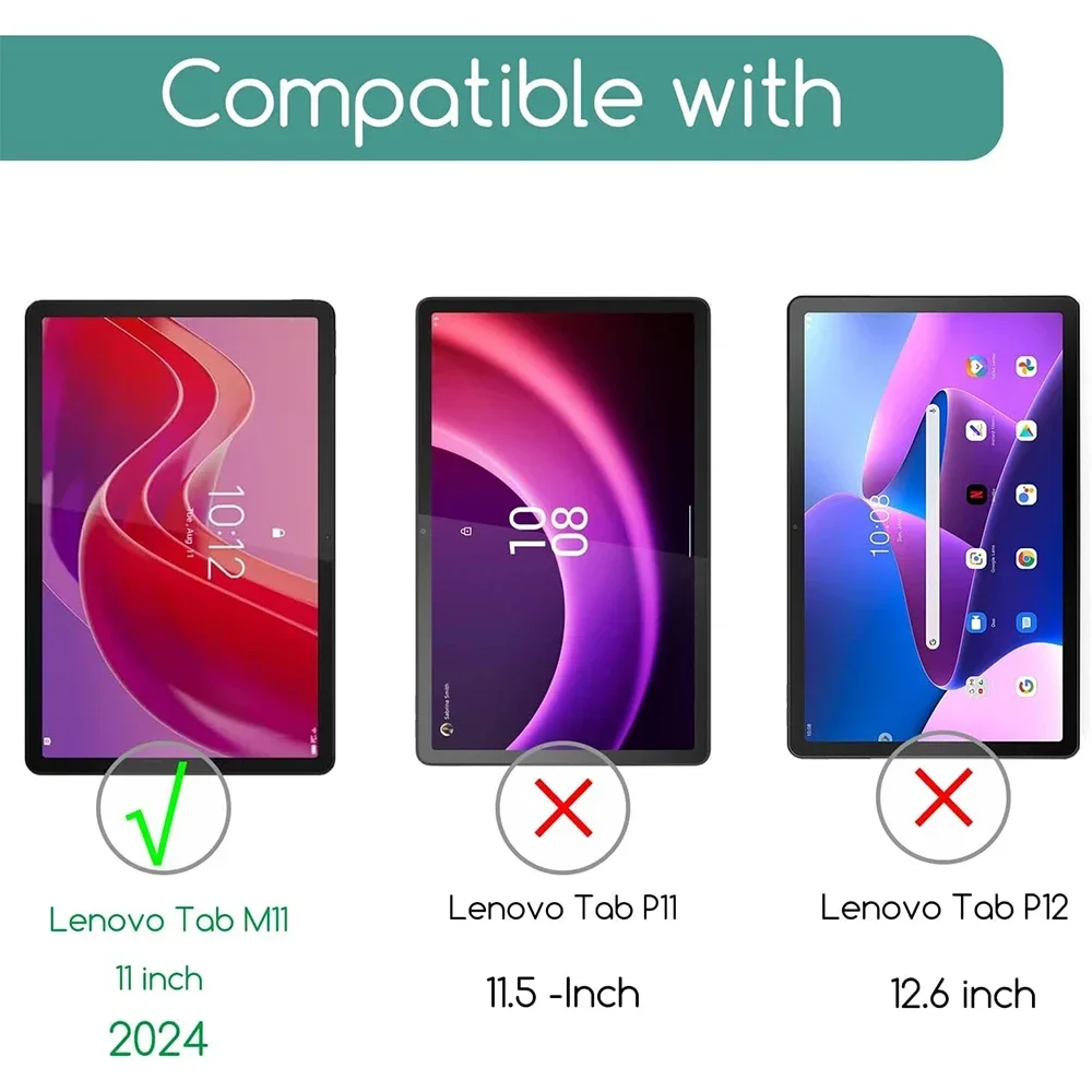 2 peças hd protetor de tela à prova de riscos vidro temperado para lenovo tab m11 11 polegadas 2024 tablet película protetora bolhas grátis