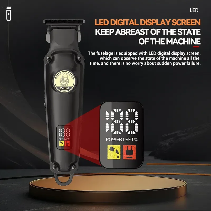 Kemei-cortadora de pelo recargable para hombre, afeitadora de barba eléctrica lavable con cabezal calvo, inalámbrica, para peluquero, KM-2371, KM-2024