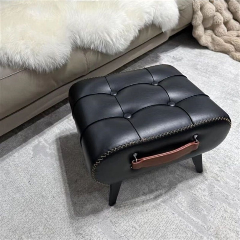 Stołek do przewijania butów, próg do drzwi, miękka torba do salonu, minimalistyczna sofa, podnóżek, lekka luksusowa skórzana grafika, niski stołek