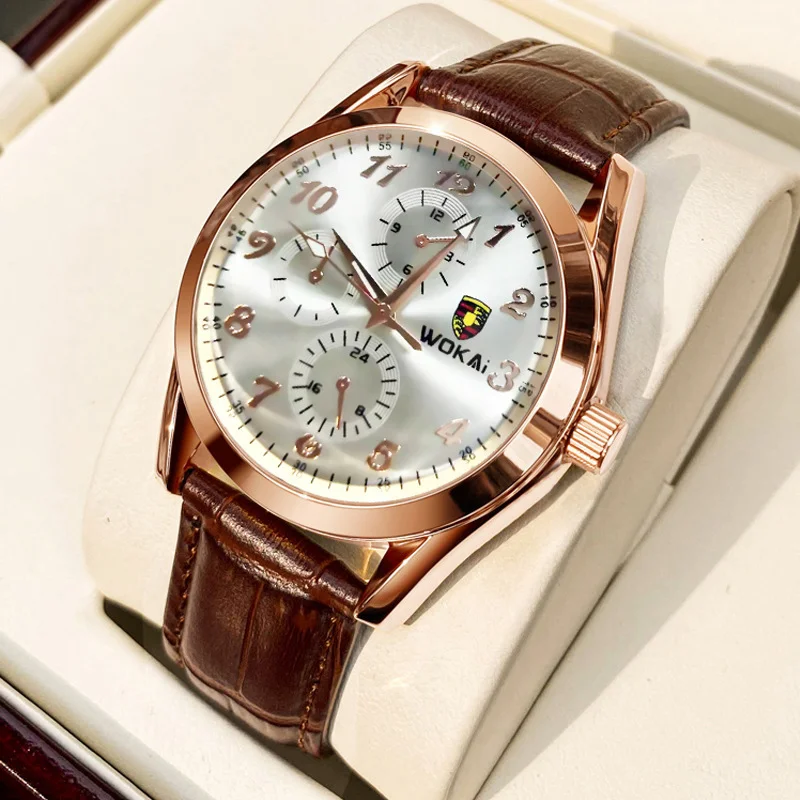 WOKAI, reloj de cuarzo con cinturón de negocios informal a la moda de alta calidad para hombre, reloj deportivo resistente al agua Universe Big Dipper para hombre