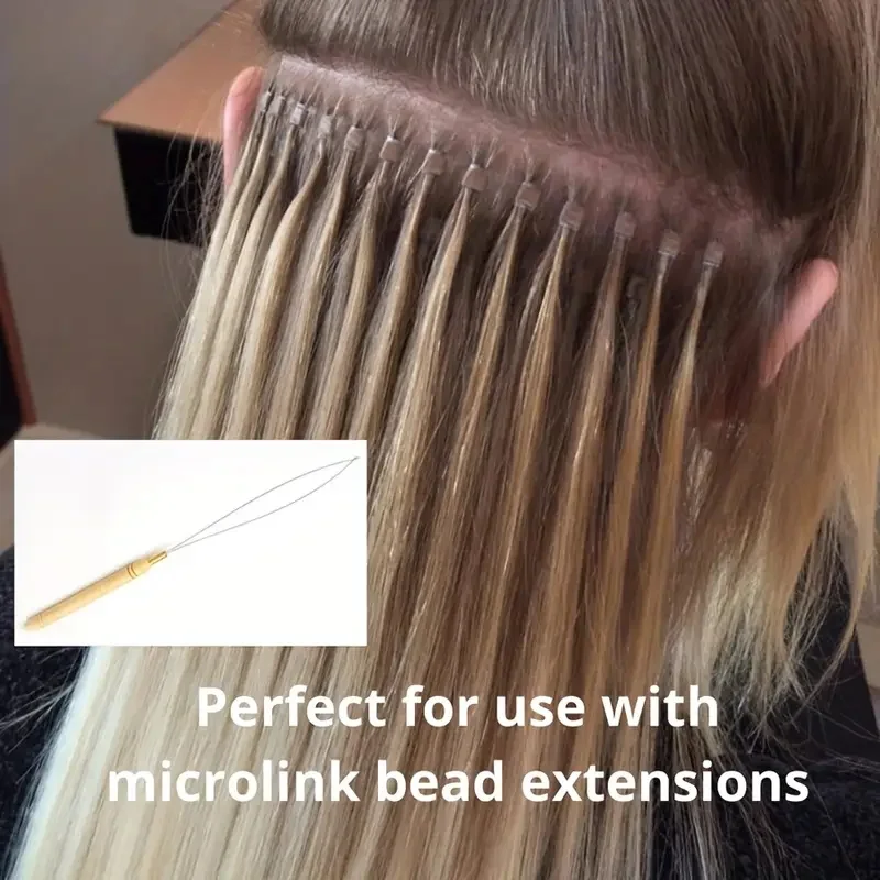 2-20 pces micro anéis loop ferramenta loop threader puxando agulha usado com alicate de cabelo e contas para ferramentas de extensão de penas de cabelo humano