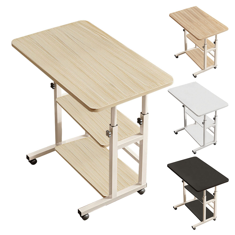 Bedroom Dormitory Movable Bedside Laptop Table Height Adjustable Bedside Table With Wheels Desk Tray Table
