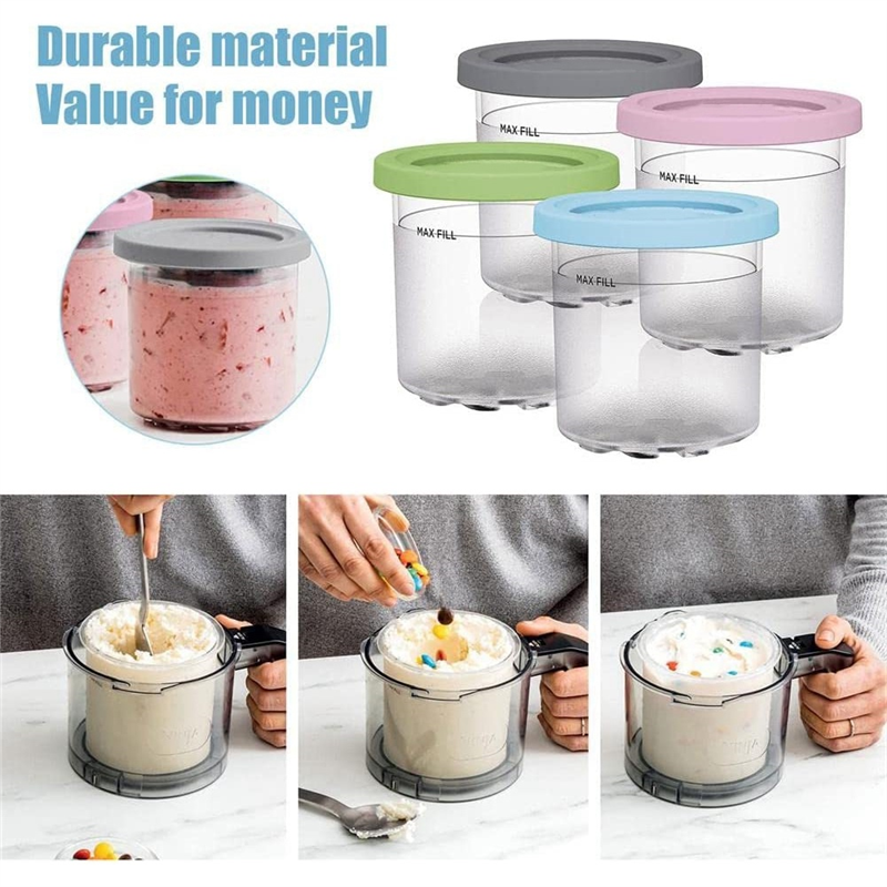 Ice Cream Pints Cup, Ice Cream Containers with Lids for Creami Pints NC301 NC300 NC299AMZ Series Ice Cream Maker