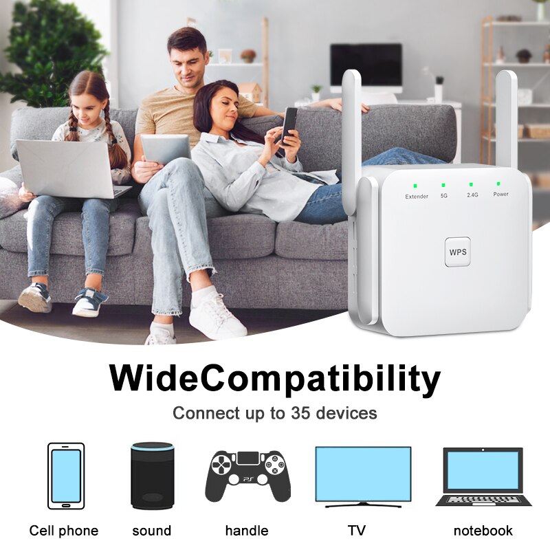 FENVI 1200Mbps 5Ghz Inalámbrico WiFi Repetidor 2,4G/5GHz Amplificador de Señal Wi-Fi Extensor Router Red Wlan WiFi Repetidor