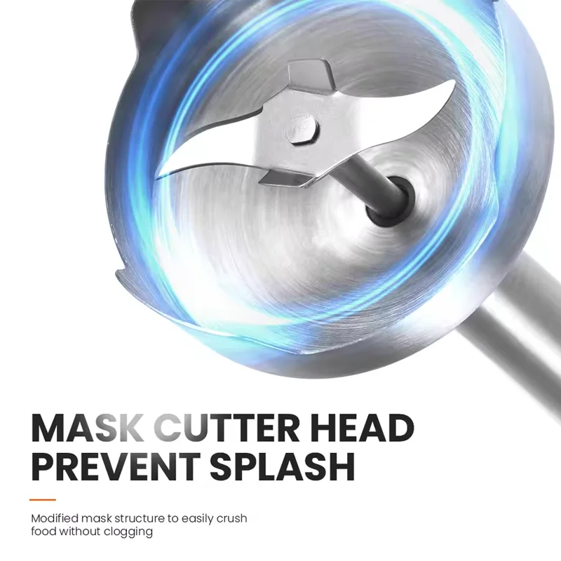 MIUI Hand Immersion Blender 1000W 4-in-1,สแตนเลสสตีลเครื่องผสมอาหาร,700ml ผสม Beaker,500ml โปรเซสเซอร์,ปัด