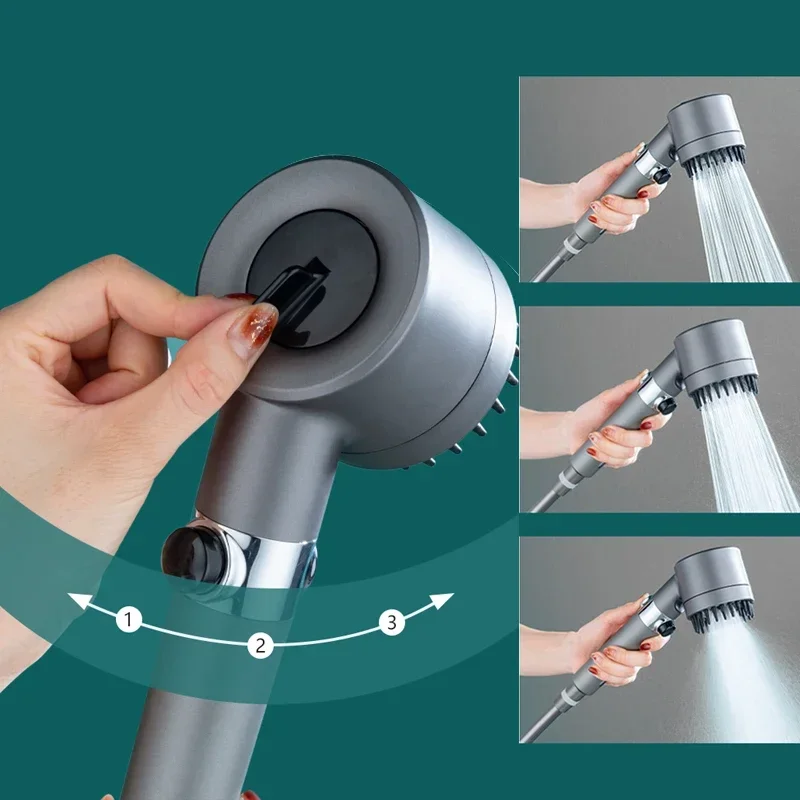 Hoge drukfilter douchekop 3 modus verstelbare spray met massage draagbare borstel regenkraan badkameraccessoires thuis nieuw