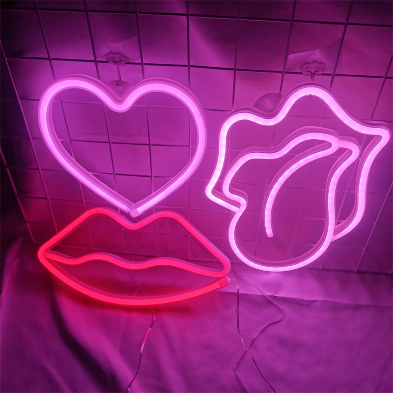 Mund Lip Neon Licht Zeichen LED Engel Flügel Sexy Lippen Lampe Dekoration Tisch Zimmer Shop Wand Party Geschenk USB & Batterie Fall betrieben