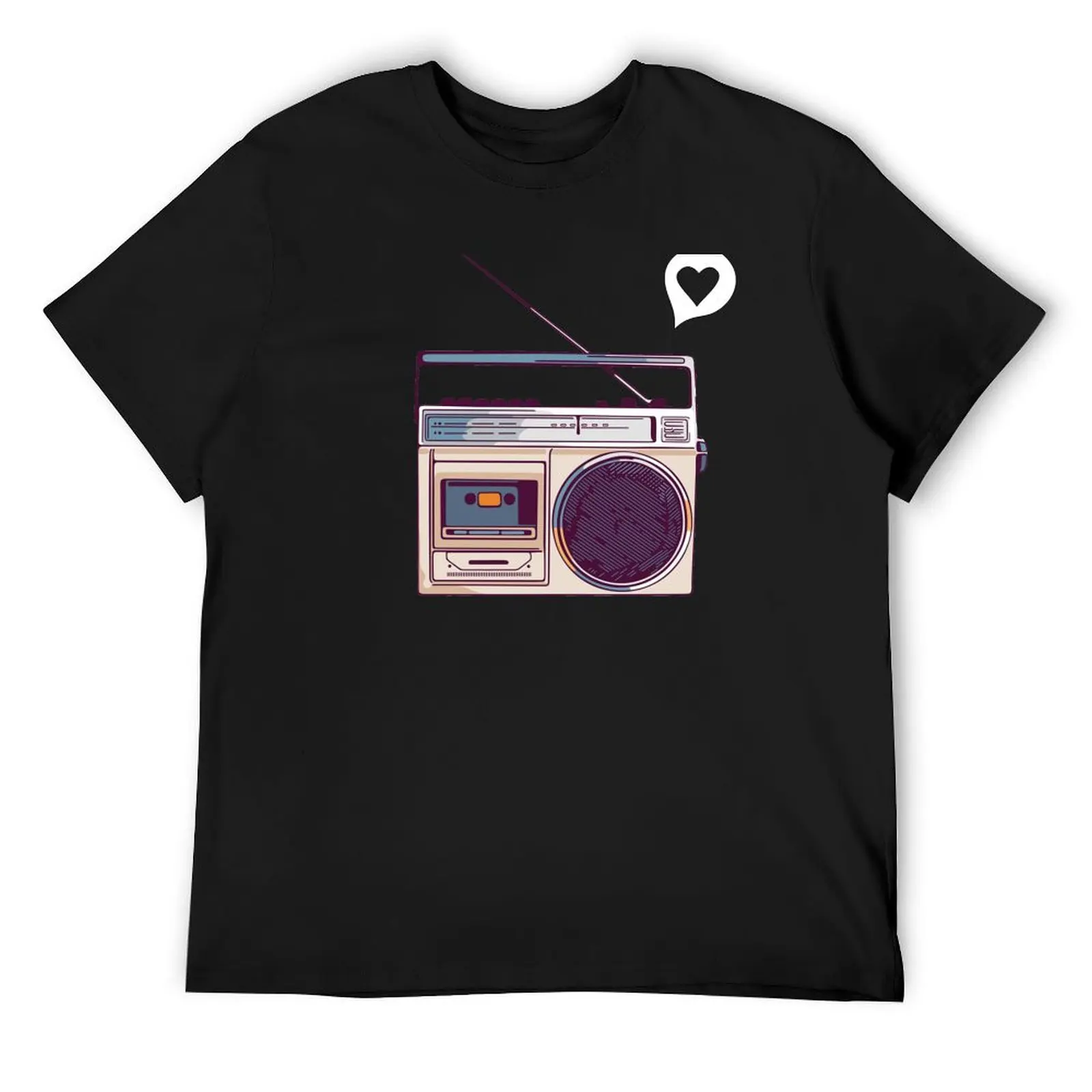 Kaus Boombox Radio Retro Kaus Pribadi Vintage Cepat Kering Kaus Pria