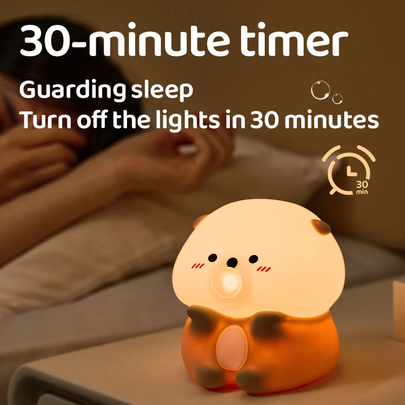 สัตว์น่ารักซิลิโคน Night Light Fox กบเนอสเซอรี่ Sleeping โคมไฟชาร์จเป็ด Touch Sensor ข้างโคมไฟสําหรับตกแต่งห้องนอน