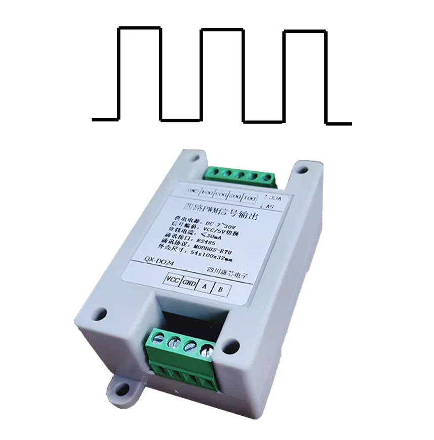 4-kanaals RS485 naar PWM Signaaluitgangsmodule Pulsfrequentie Duty Cycle Verstelbare servo Blokgolf modbus RTU