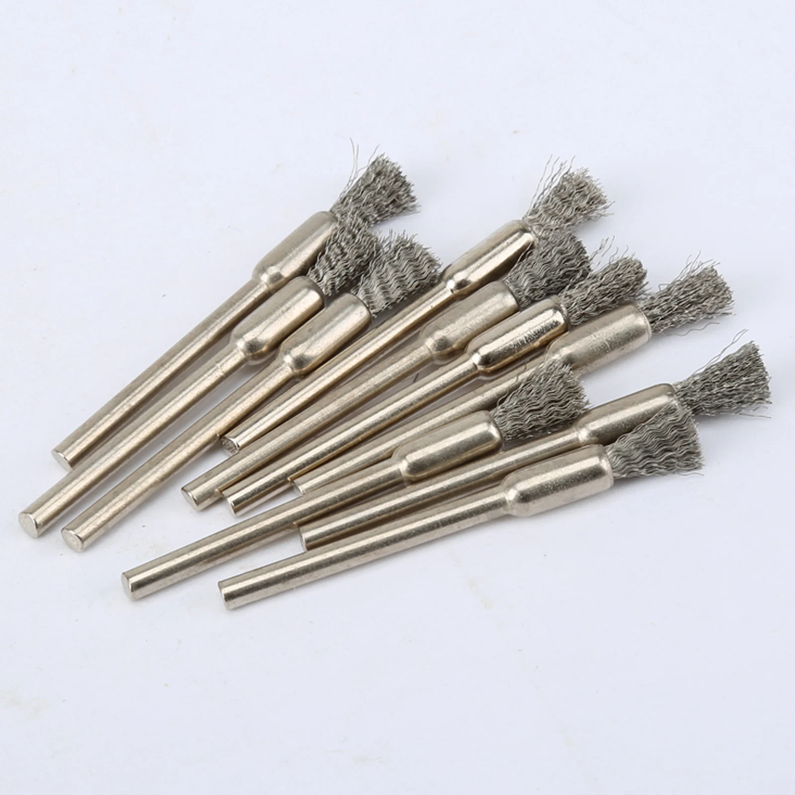 Bộ 10 Bút Chì Bút Thép Không Gỉ Gắn Dây Bánh Bàn Chải 3.17Mm Vít Mandrel Bộ Điện Dụng Cụ Quay Nhám dụng Cụ