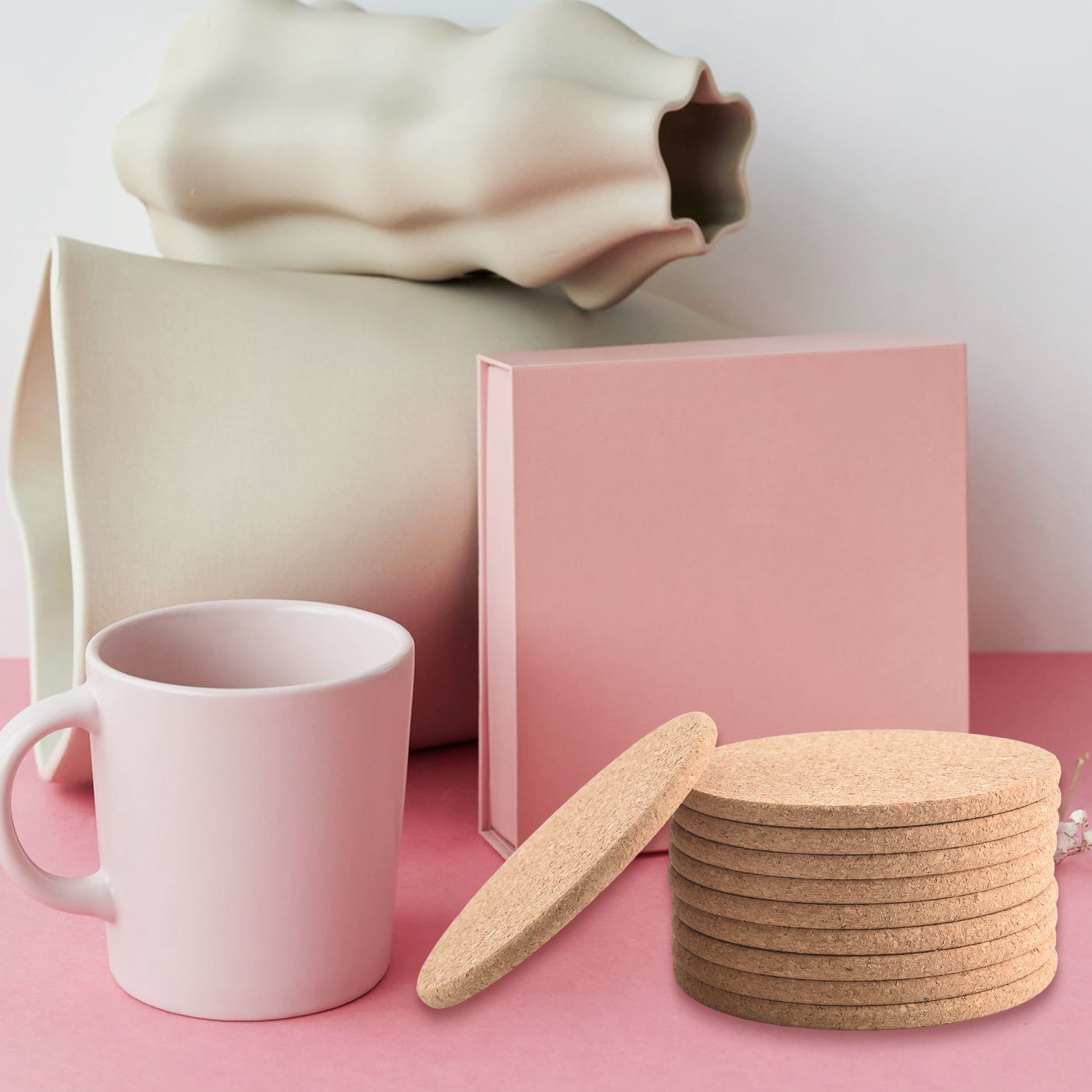 Mais novo conjunto de 10 porta-copos para bebidas em barra de cortiça - absorvente e reutilizável - 90 mm, 5 mm de espessura