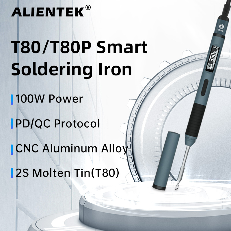 ALIENTEK T80 T80P Herramienta CC 20 V 80-450 ℃   Estación de reparación de precisión de temperatura ajustable PD 100W herramienta de calor portátil
