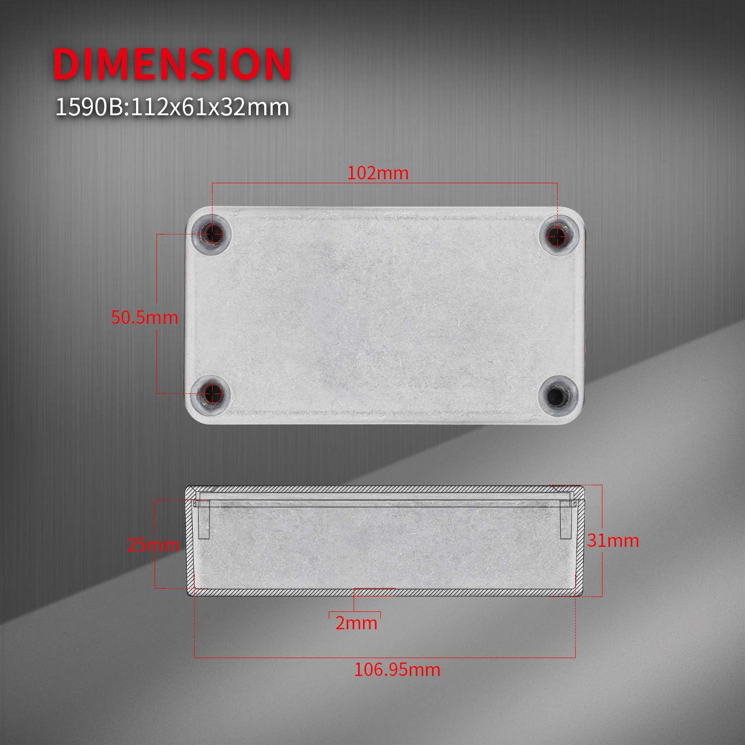 DaierTek 5 uds 1590B carcasa de Pedal de guitarra caja de aluminio fundido a presión 112x61x32mm caja de interruptor de palanca