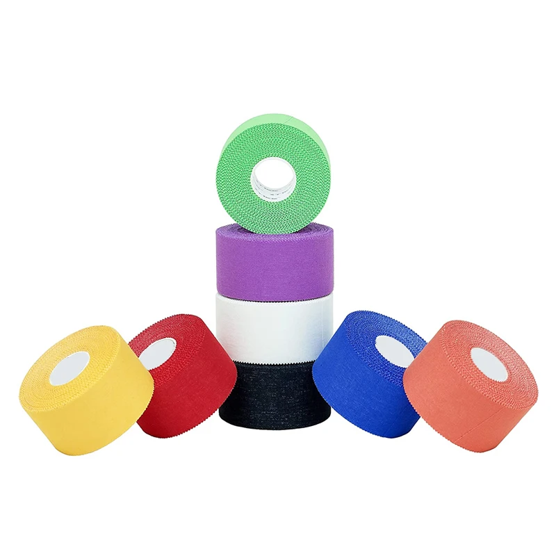 Cinta de algodón blanca para deportes atléticos, vendaje adhesivo de diente de sierra para músculos, rodilla, muñeca, dedos, protección envolvente, soporte muscular, 1 ud.
