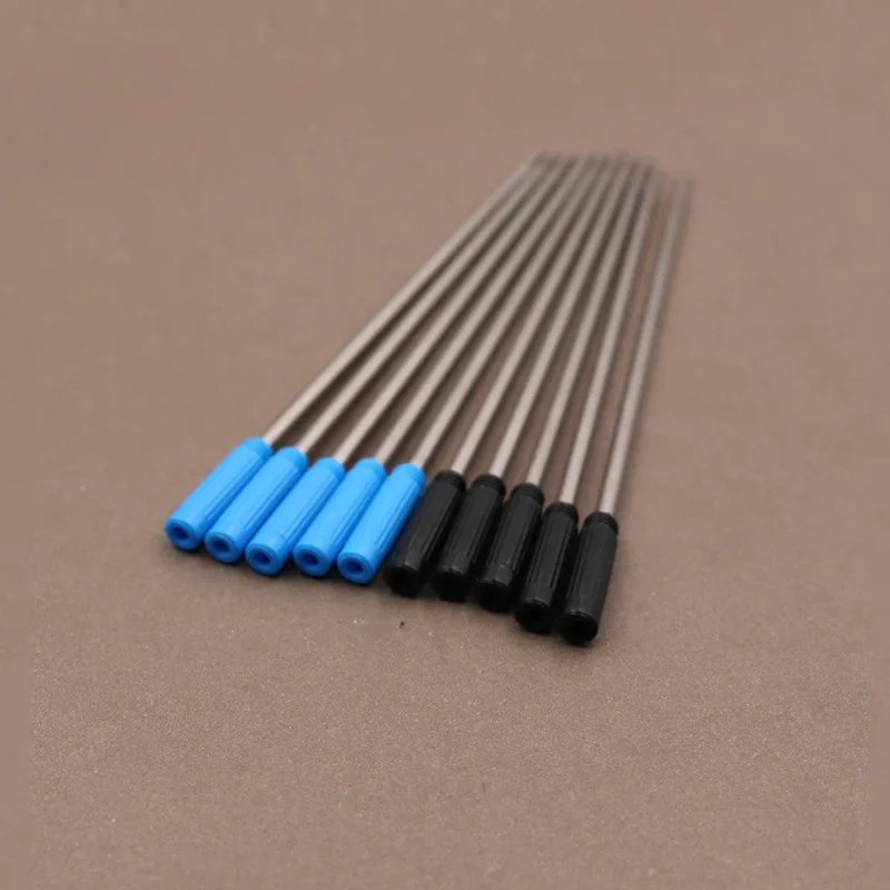 10 cái/lốc Xoay Bút Kim Loại Chịu Nhiệt Đặc Biệt Bút Bi Đổ Lại Cần Hộp Mực Core Mực Nạp Tiền Đen Mực Xanh 11.6cm