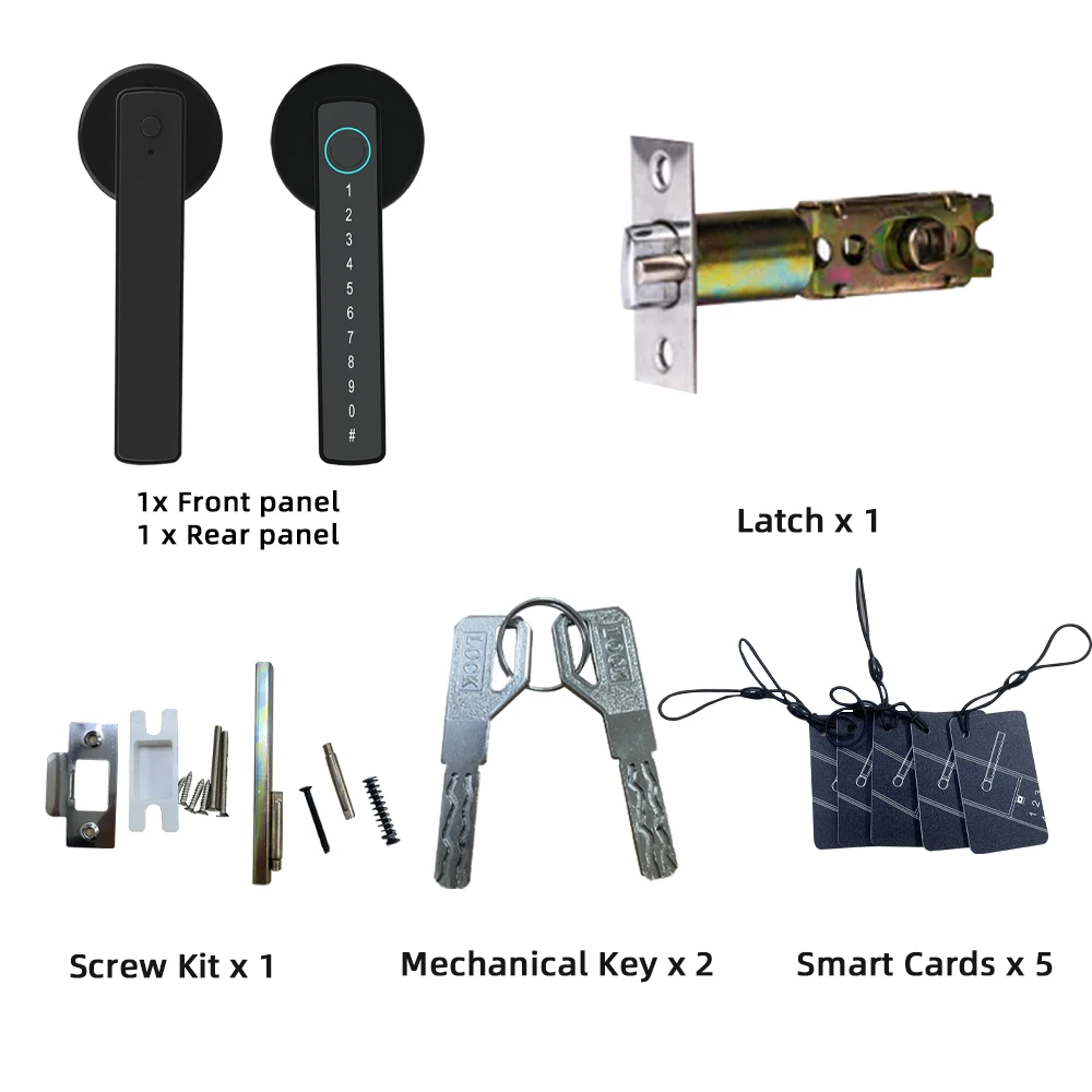 RAYKUBE M5 Tuya BLE cerradura de puerta con huella dactilar cerradura electrónica Digital con contraseña/llave/tarjeta IC/Smartlife/desbloqueo de aplicación Tuya