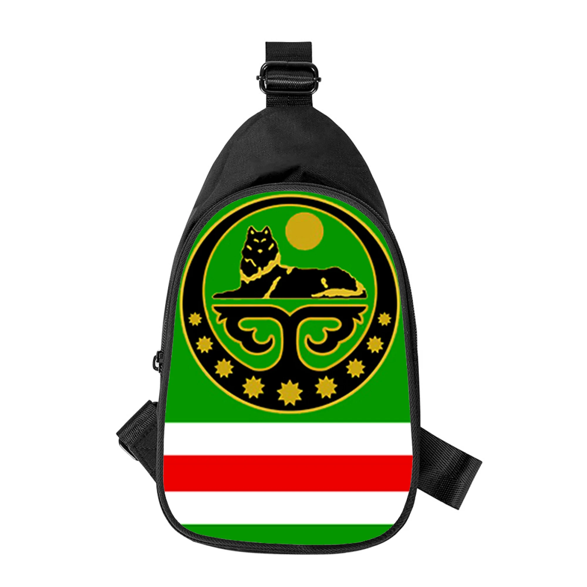 Republik Tschetschenien Flagge Drucken Neue Männer Kreuz Brust Tasche Diagonal Frauen Schulter Tasche Mann Schule Taille Pack Männliche brust pack