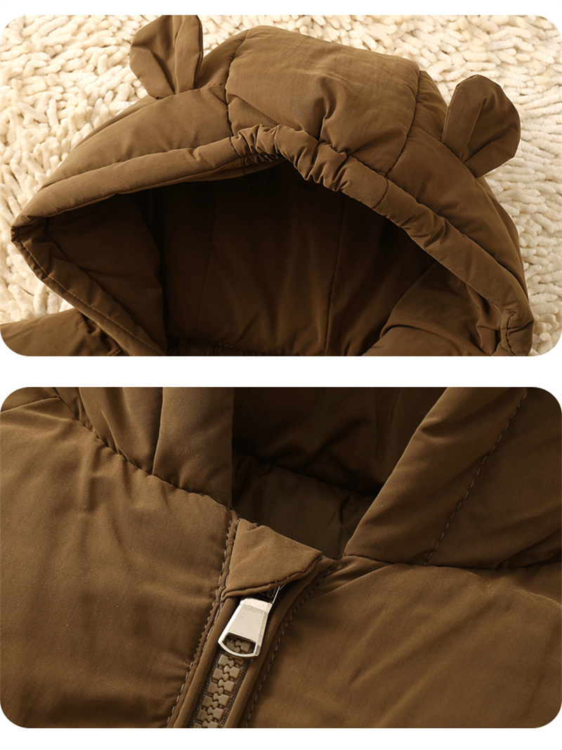 Ropa de abrigo cálida con capucha para niños y niñas, chaquetas gruesas de invierno para bebés, abrigo de algodón de Color sólido para niños, ropa informal para niños