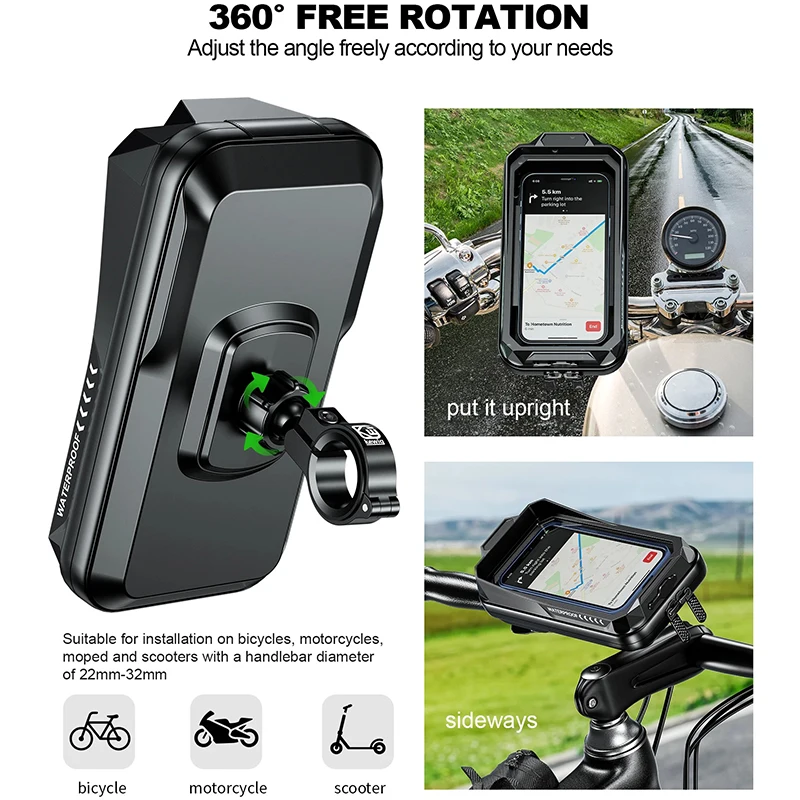 Adjustable Motorcycle Waterproof Holder Universal Anti Fall Phone Mount Handlebar Suitable Motorcycle Bike Phone Holder
