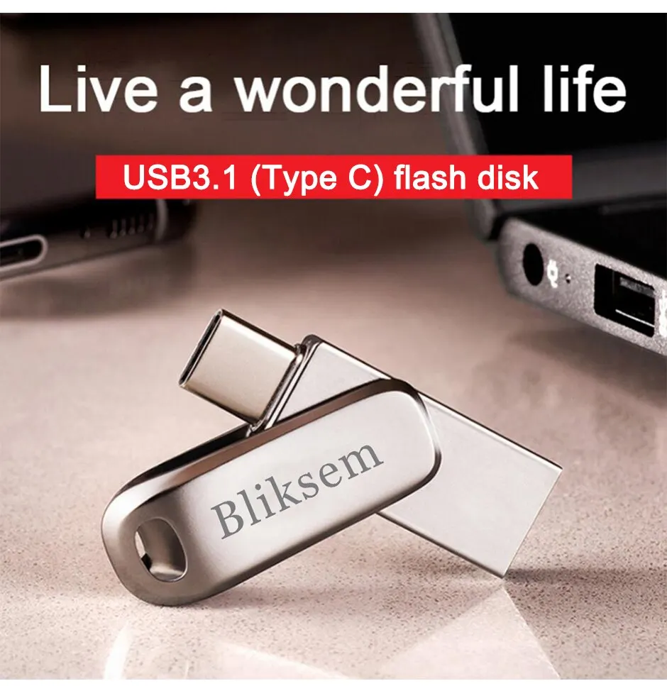 Liksem-PC用の高速USBフラッシュドライブ,タイプC,ペンドライブ,USB 2.0, TYPE-C, 32GB, 64GB, 128GB