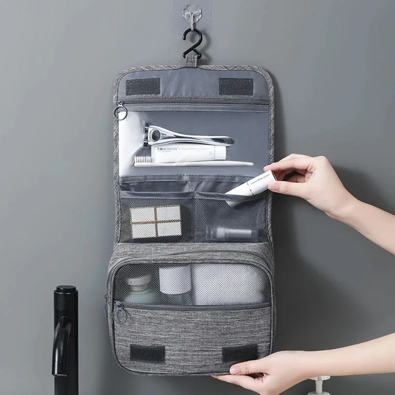 Bolsa de almacenamiento portátil de tela Oxford para hombre y mujer, organizador de artículos de tocador, bolsa de cosméticos impermeable, bolsa de lavado de viaje colgante