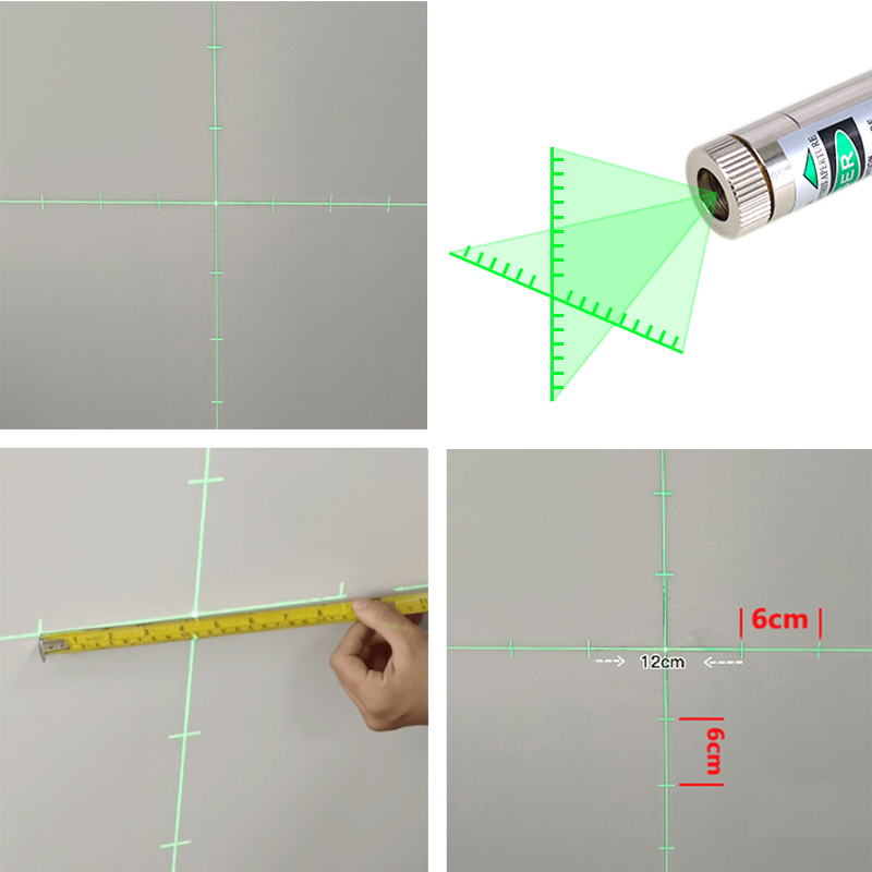 ScaleCrossLine 레이저 모듈, 녹색 헤드 유리 렌즈, 초점 조절 가능 다이오드 산업용 직경 12mm 광학 기기, 520nm