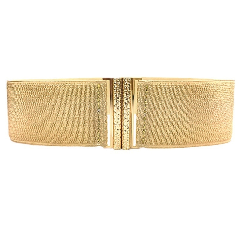 Corsé dorado, corsé ancho, cinturón decorativo para cintura, cinturón elástico Waspie, cinturón ancho Waspie brillante para mujer