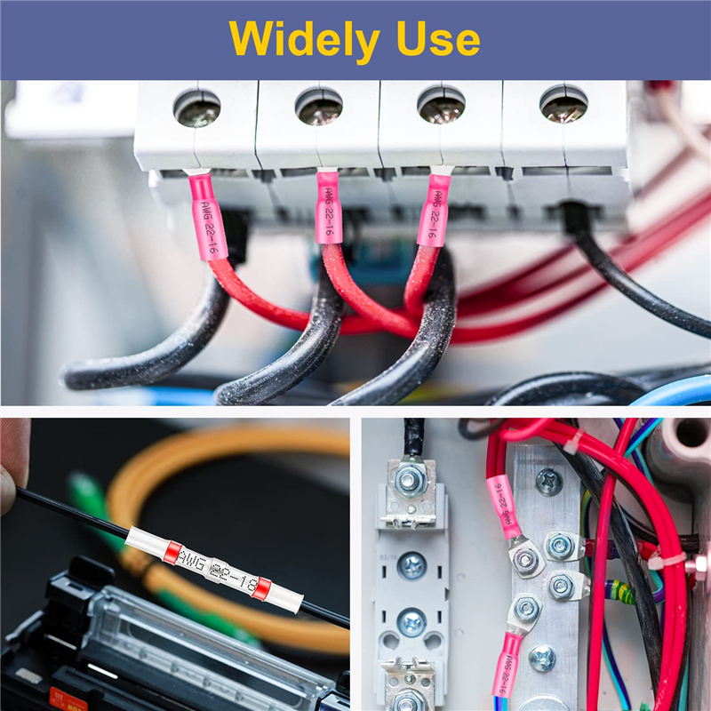 BABQ 350PCS Conectores a tope termorretráctiles, kit de conectores de cable impermeables de grado marino, conectores de engarzado para vehículos, barcos y camiones