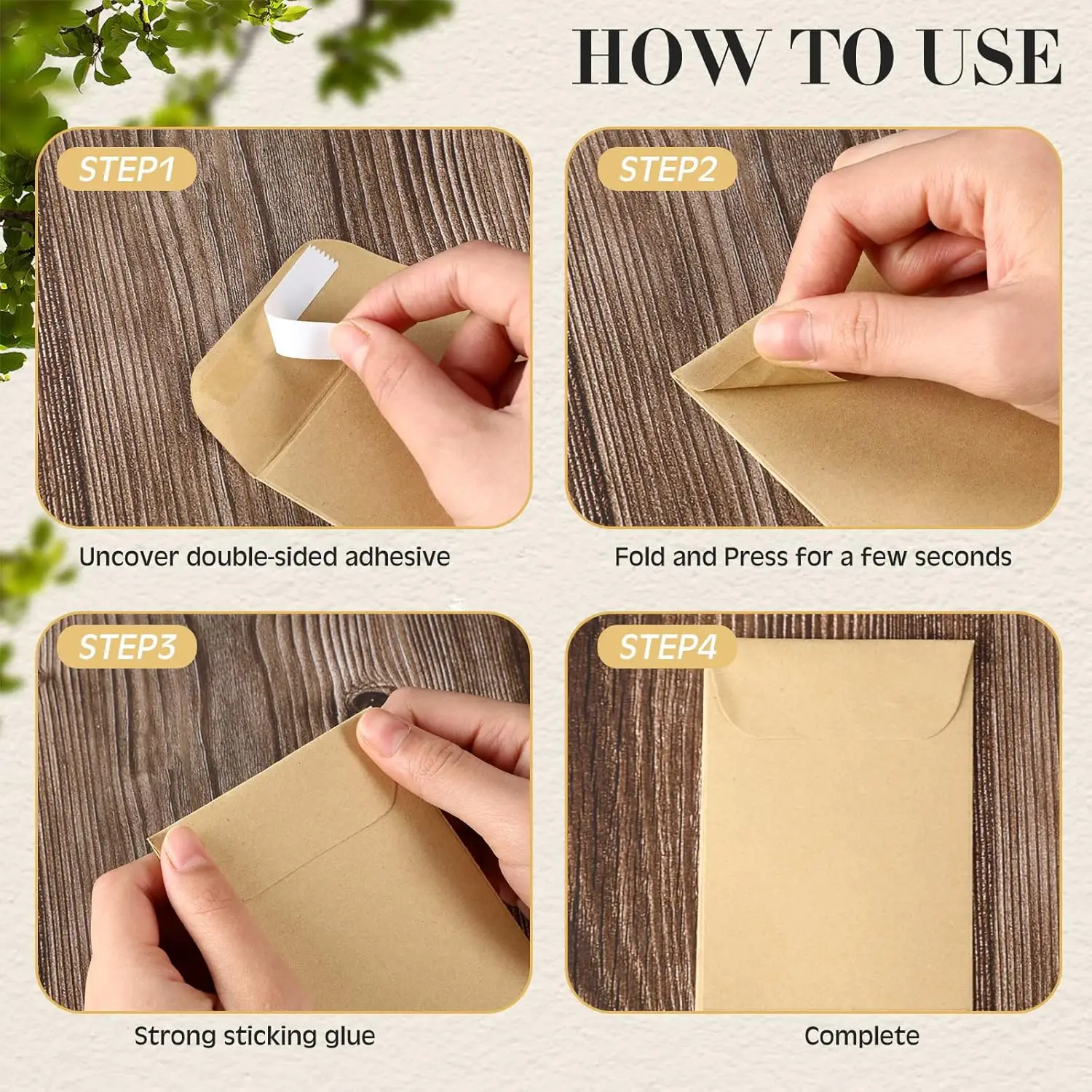 50/100/150 Pcs Seed Envelopes Resealable Seed Packets 3.15 x 4.72 Inch Secure Tiny Seal Saving Envelopes(Brown)