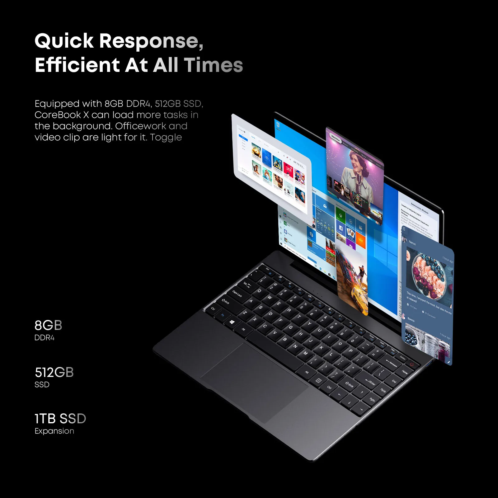 CHUWI CoreBook X Laptop da gioco schermo IPS FHD da 14 pollici Intel i3-1215U 6 Core Windows 11 8GB/16GB DDR4 512GB SSD Computer indossabile WuKong
