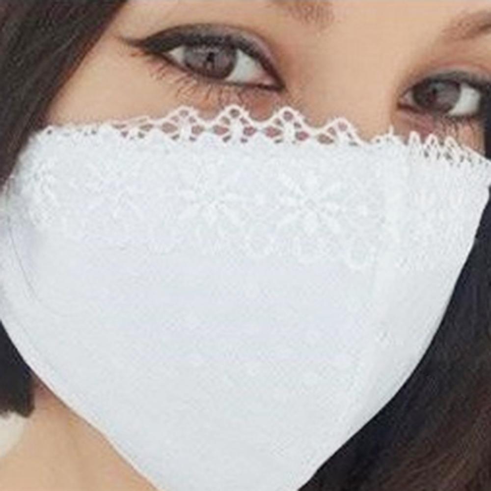 Mascarilla de Gas lavable y transpirable para mujer, a prueba de polvo, de encaje, para fiestas, bodas, exteriores, una pieza