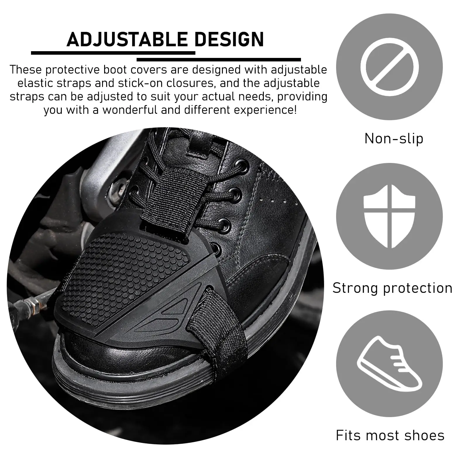 Copri stivale per cambio moto Copri scarpa da moto nero Cuscinetti protettivi per scarpe in gomma per uomo Accessori per attrezzatura da donna universali