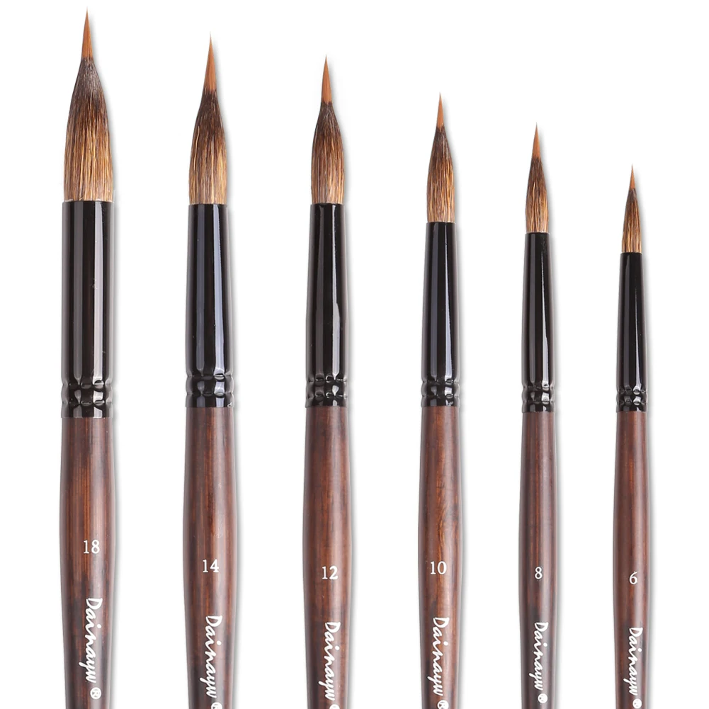 Dainayw Two Layer Liner Watercolor Brushes, Extended Needle Point Brushes, Squirrel Hair Mix Nylon for Art Detailing Painting
