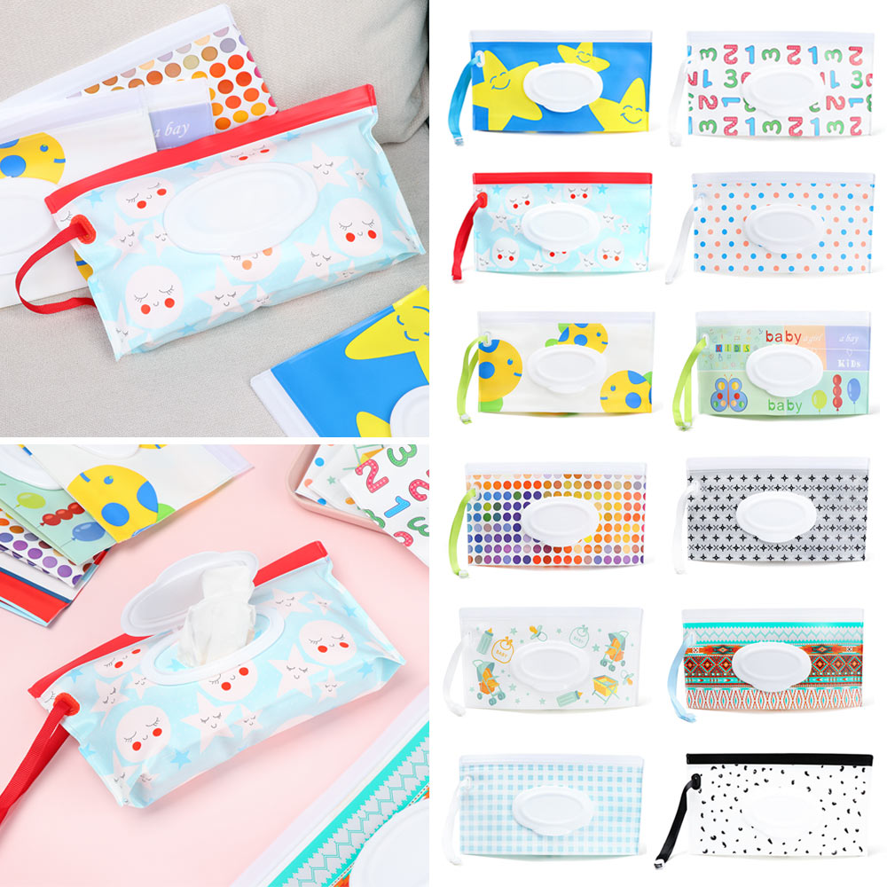 Eva bebê toalhetes molhados bolsa toalhetes titular caso reutilizável recarregável saco de lenços umedecidos caixa de tecido carrinho acessórios