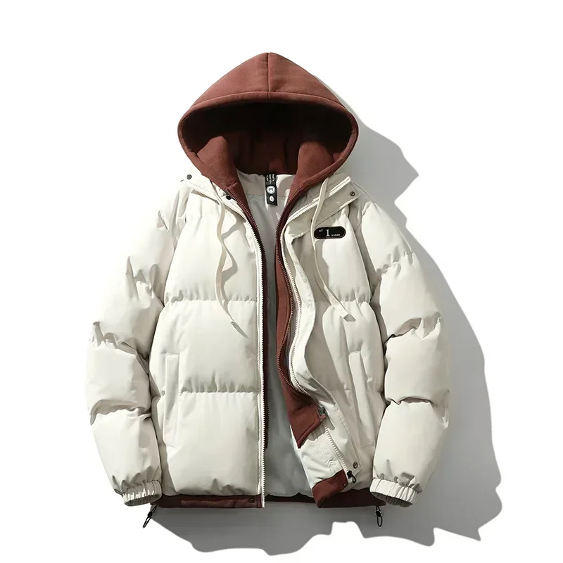 Chaqueta cálida informal 2 en 1 con capucha a prueba de viento para bicicleta, abrigo de algodón para pareja sencilla, cortavientos para exteriores, otoño e invierno, 2024
