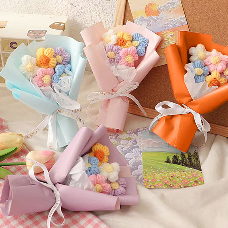 Mini Crochet Flores Buquês, Artesanal De Malha De Flores, Sopro Artificial, Presente De Casamento Colorido Para O Convidado, Presentes Do Dia Da Mãe