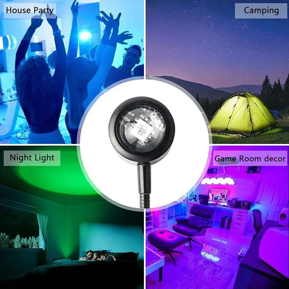 1x USB 일몰 램프 LED 레인보우 네온 야간 조명 프로젝터 사진 벽 분위기 조명 침실 홈 룸 장식 선물
