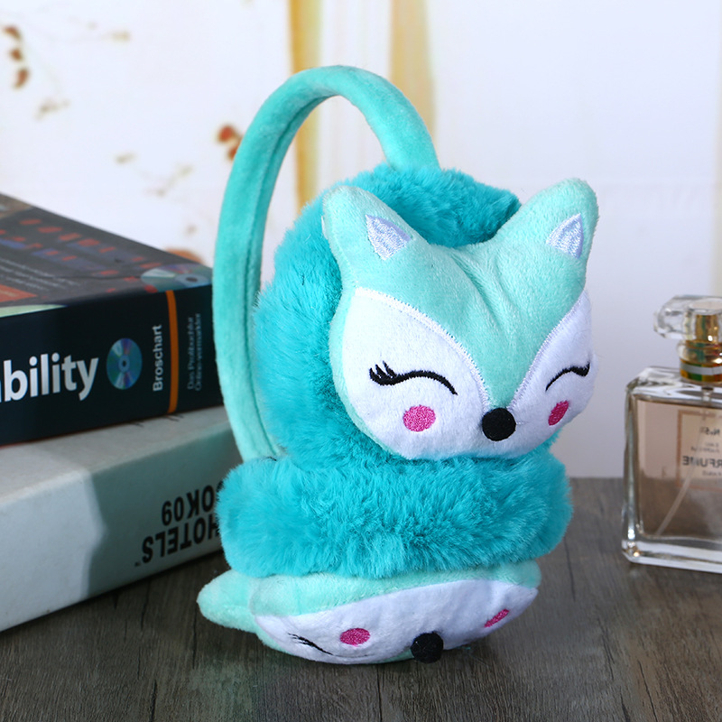orejeras kawaii invierno Orejera cálida de zorro de dibujos animados para niños, cubierta de felpa gruesa y suave ajustable para las orejas, diadema Kawaii, orejeras, auriculares cálidos para exteriores de invierno