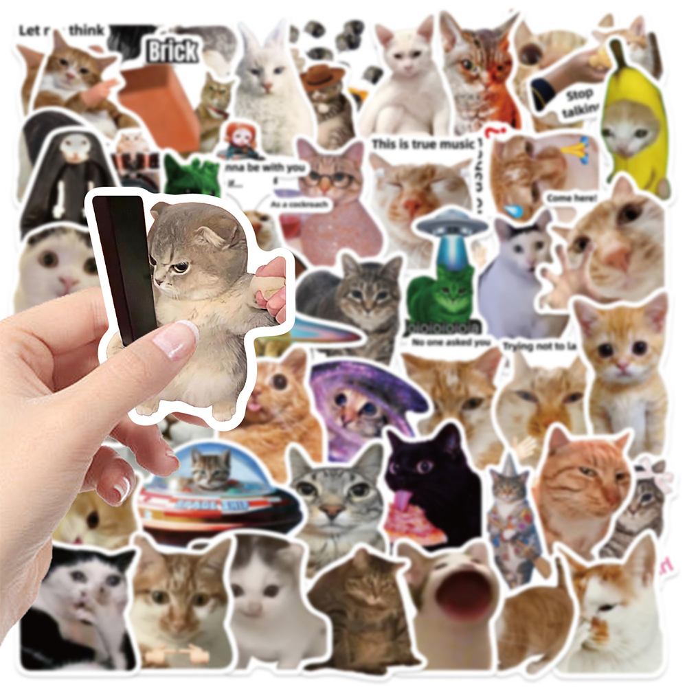 10/30/50/100 pçs bonito animal gato meme engraçado adesivos estéticos decalques decorativos notebook carro portátil criança dos desenhos animados adesivos pacotes