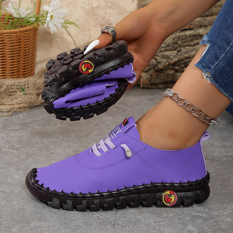 Zapatillas de deporte de piel de corte ancho para mujer (tamanos 35-45) Mocasines planos elásticos sin cordones – Zapatos casuales cómodos para mamás Zapatos de mujer
