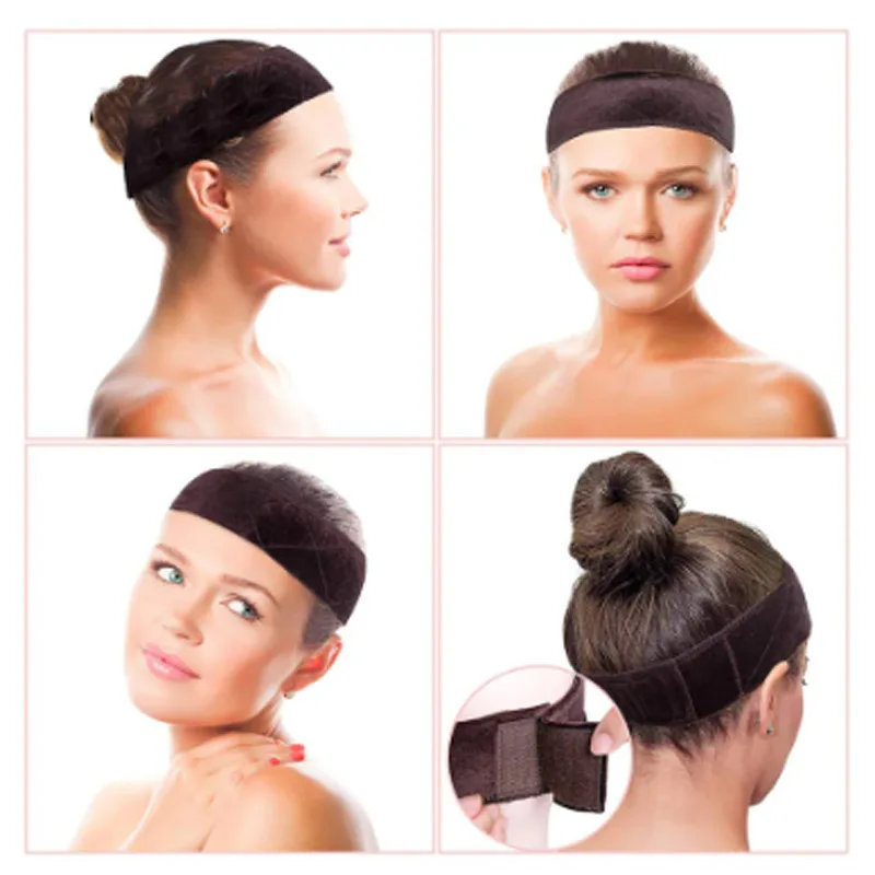 Banda de peluca de terciopelo para peluca Fastern, banda de agarre de peluca de piel Flexible, diadema cómoda de café, banda para el cabello ajustable
