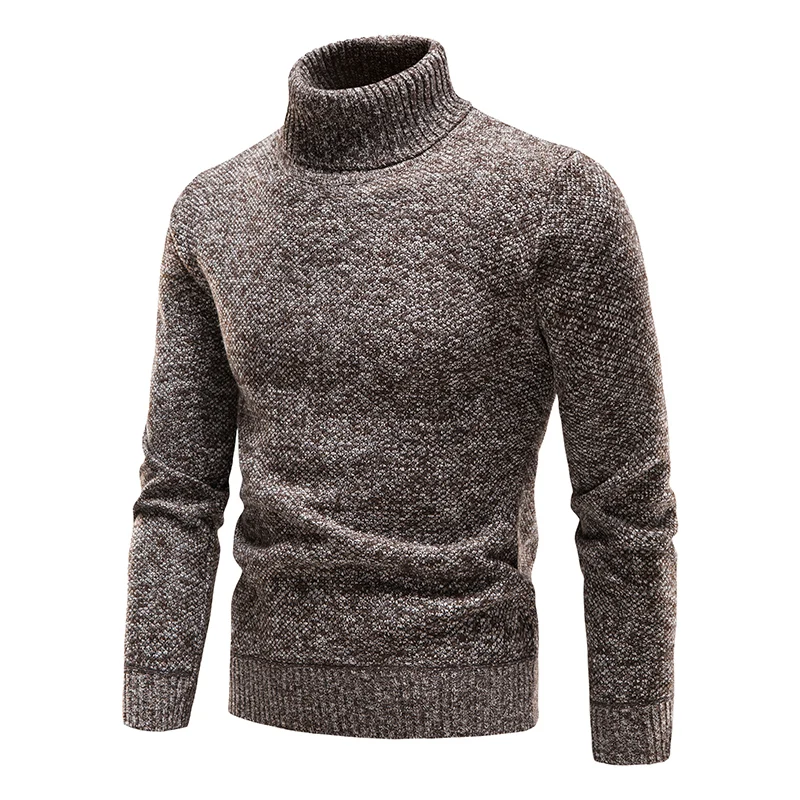 Herbst Winter Fleece Pullover Männer Dicker Rollkragen Warme Pullover Slim Fit Mann Kleidung Luxus Marke Schwarz Braun Jumper Elastische