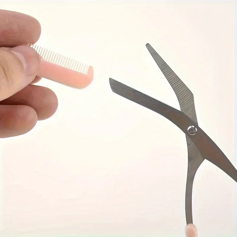 1pc Pink Eyebrow Trimming Scissors With Built-In Comb, Precision Grooming Tool For Perfect Brows Beauty Tool
