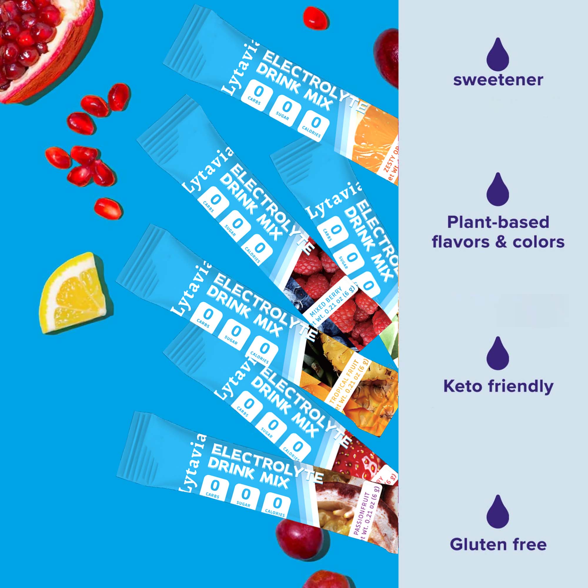 Electrolyte powder sugar free and 0 calories, electrolyte beverage mixture, multiple water supplement package, 180g, 6.35oz