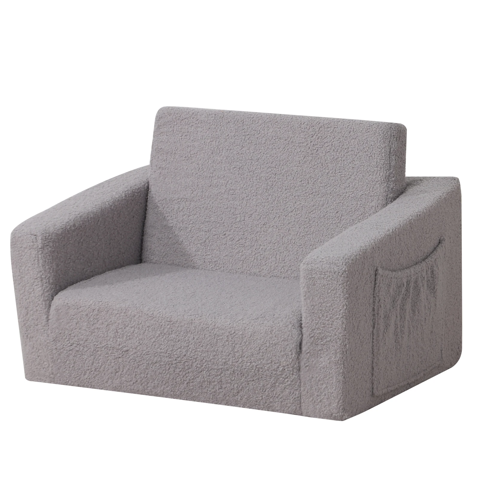 Sofá dobrável infantil, cadeira de descanso para assento infantil com capa sherp, espuma 2 em 1 sofá pequeno conversível para crianças pequenas
