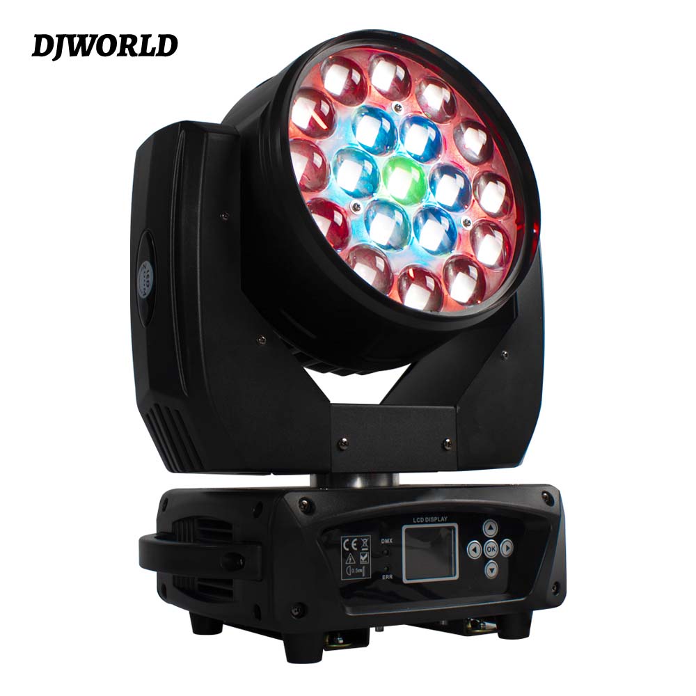 19x15W ซูม Beam Wash Moving Head Light สําหรับแสงเวที RGBW 4in1 LED และ DMX DJ ดิสโก้และไนท์คลับ